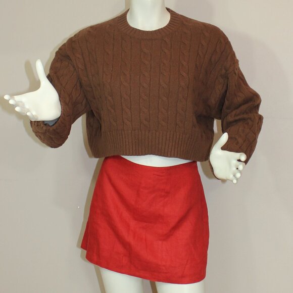 Aritzia Sunday Best Peggy Cropped crew neck wall blend knit Sweater size small - Picture 1 of 7